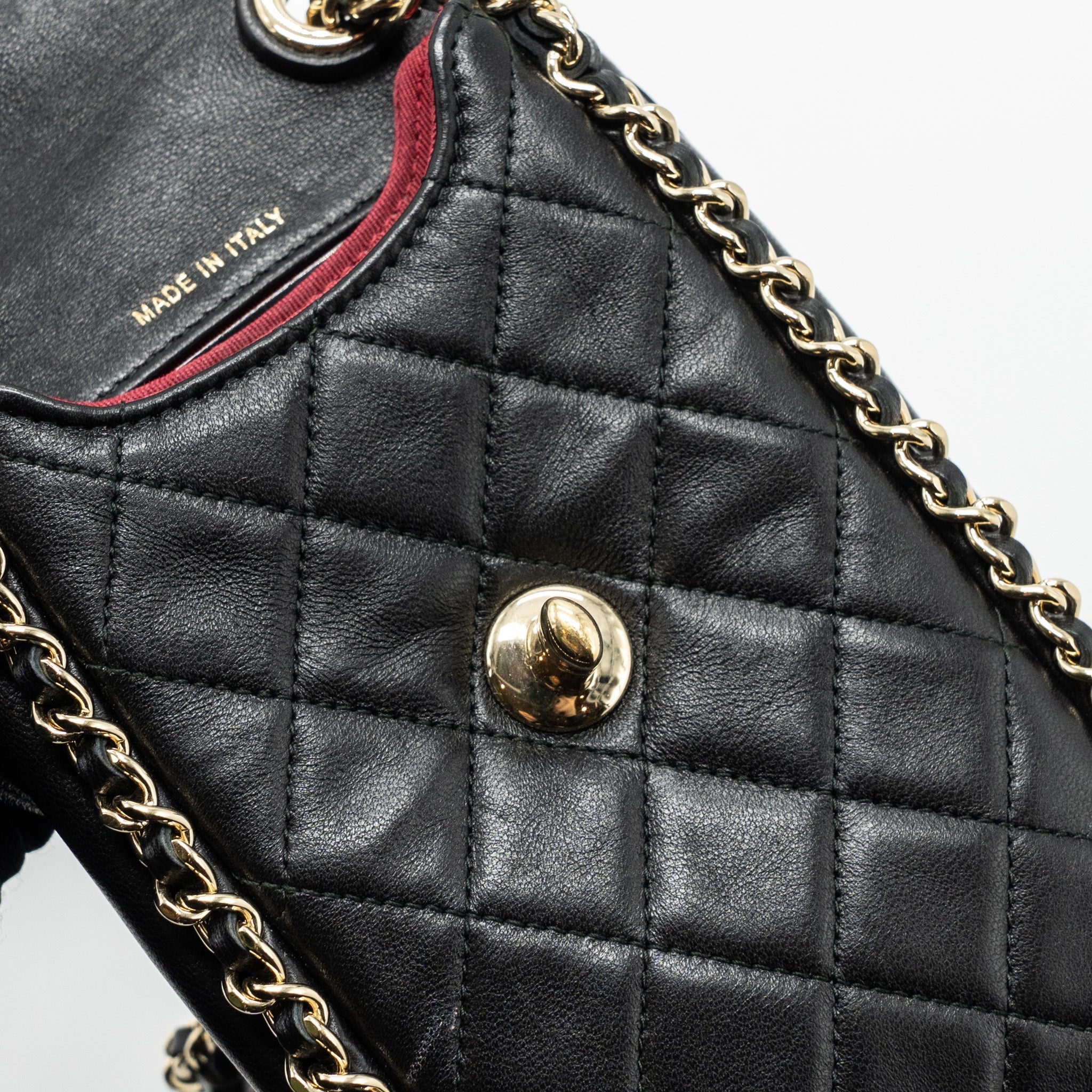 Chanel Phone Holder With Chain Lambskin Black L
