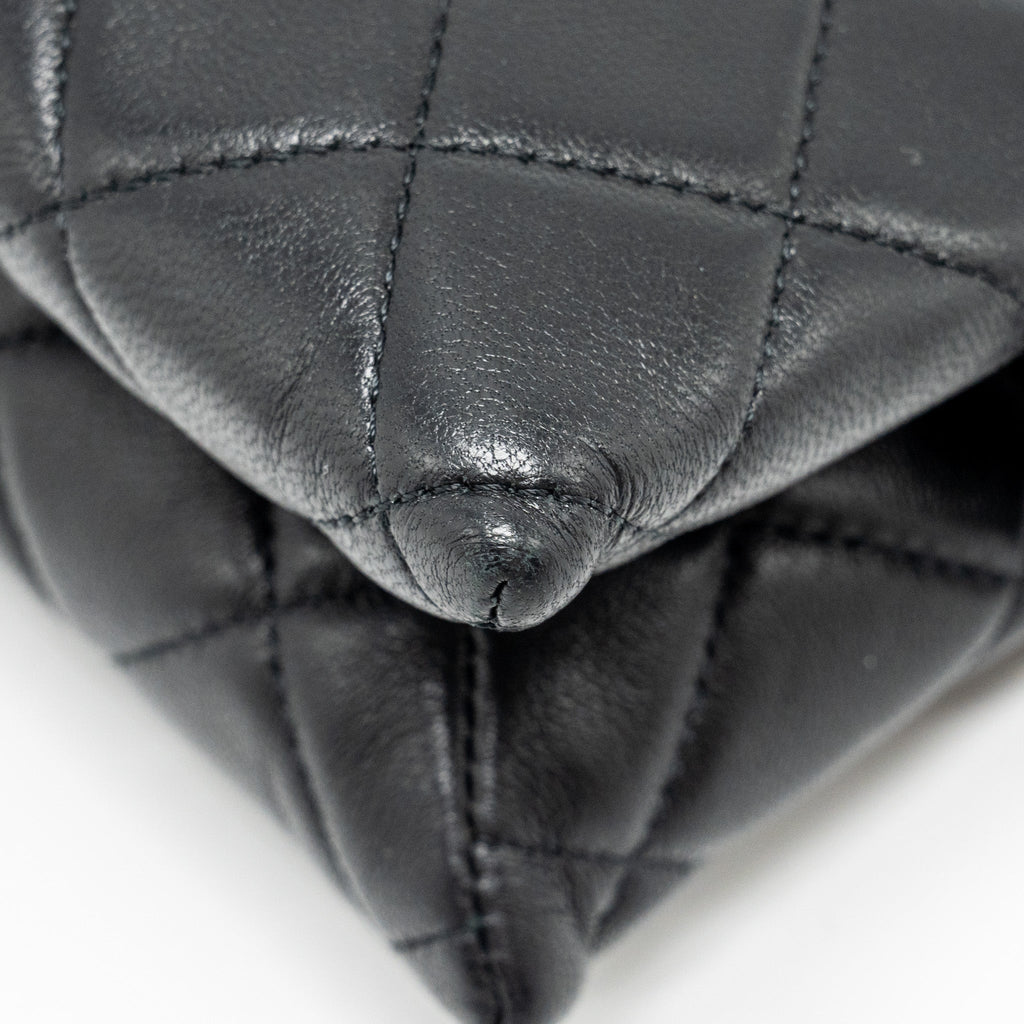 Chanel Coco Charms Quilted Pouch Bag Lambskin Black