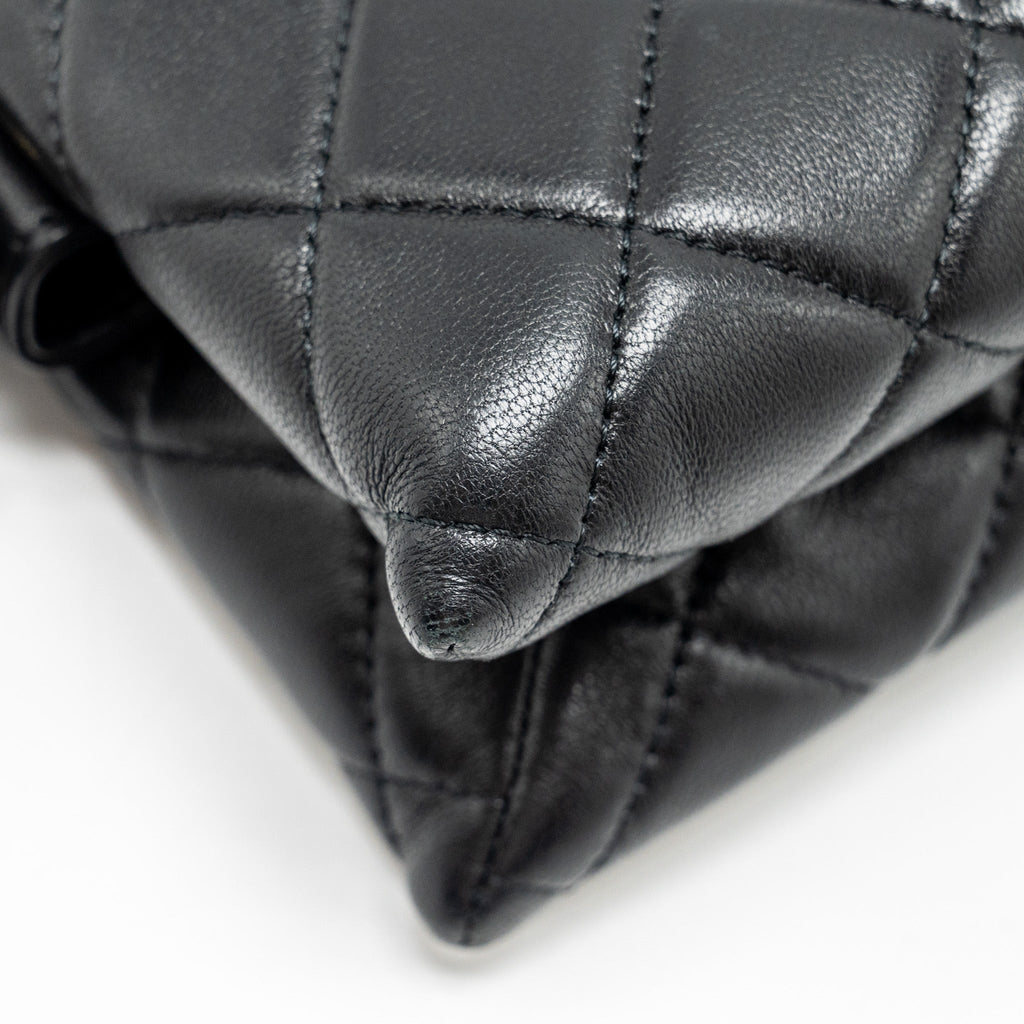 Chanel Coco Charms Quilted Pouch Bag Lambskin Black