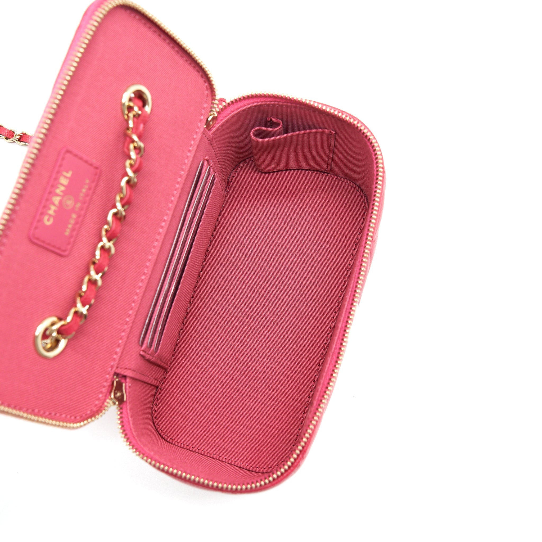 Chanel Long Vanity Case Caviar Hot Pink L