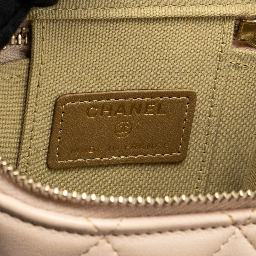 Chanel Pearl Crush Mini Vanity with Chain Lambskin Light Beige