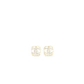 Chanel Square CC Logo Earring Crystal Light Gold Tone