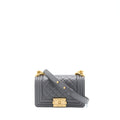Chanel Small Boy Bag Caviar Grey  (Microchip)