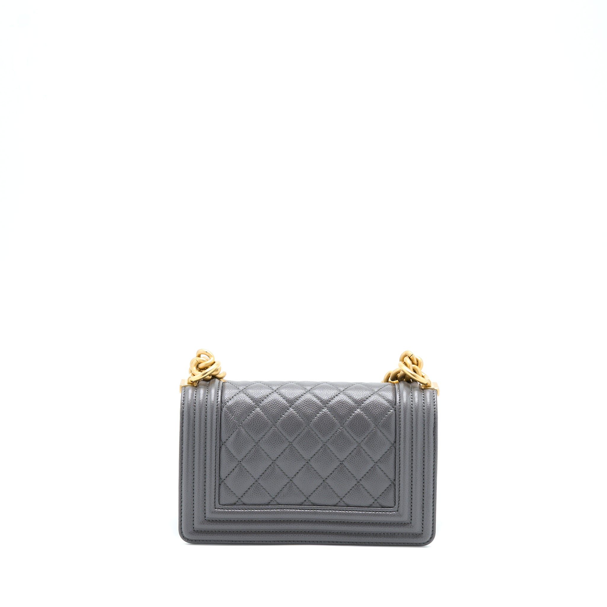 Chanel Small Boy Bag Caviar Grey  (Microchip)