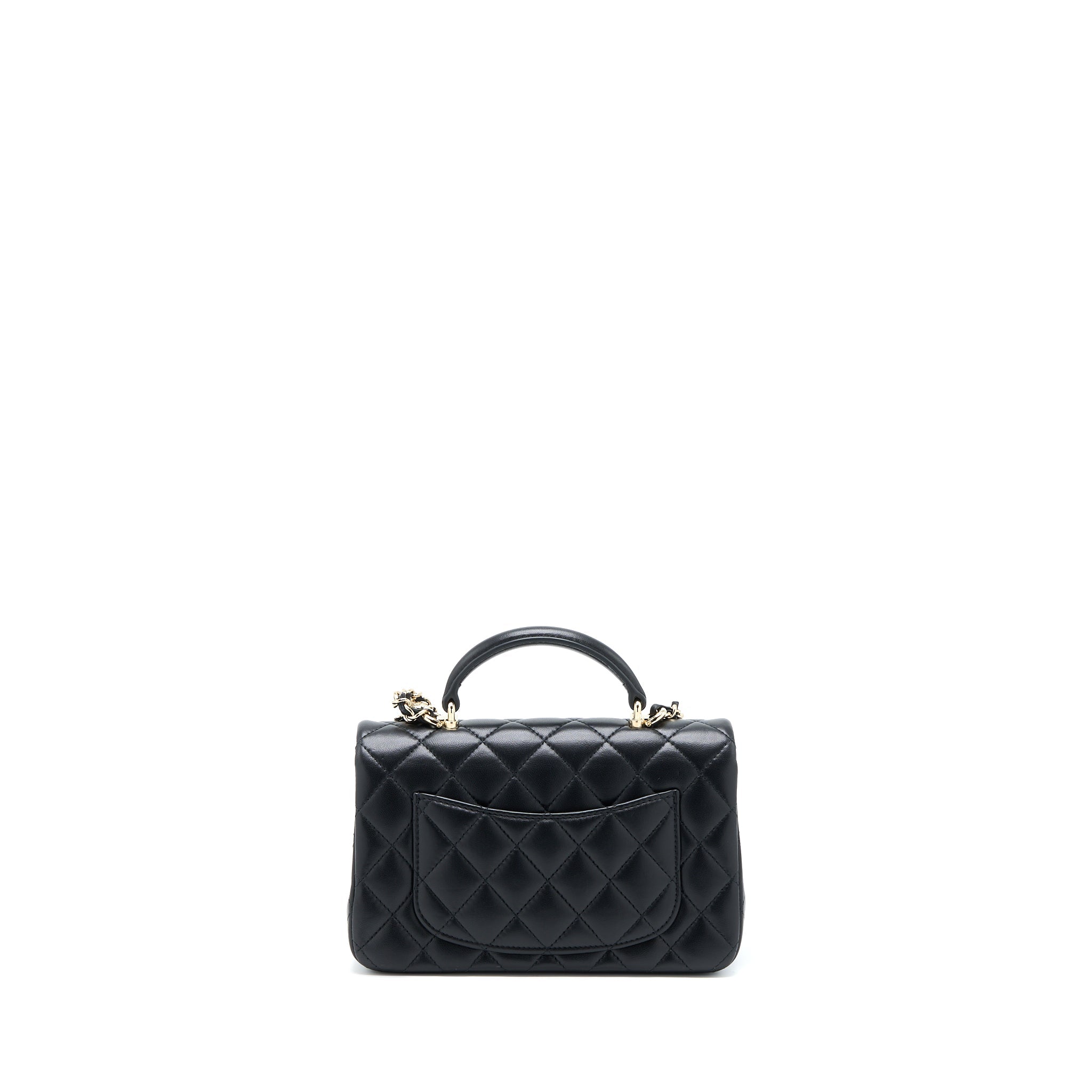 Chanel 22P lion charm Top Handle Mini Rectangular flap bag Lambskin Black L (Microchip)