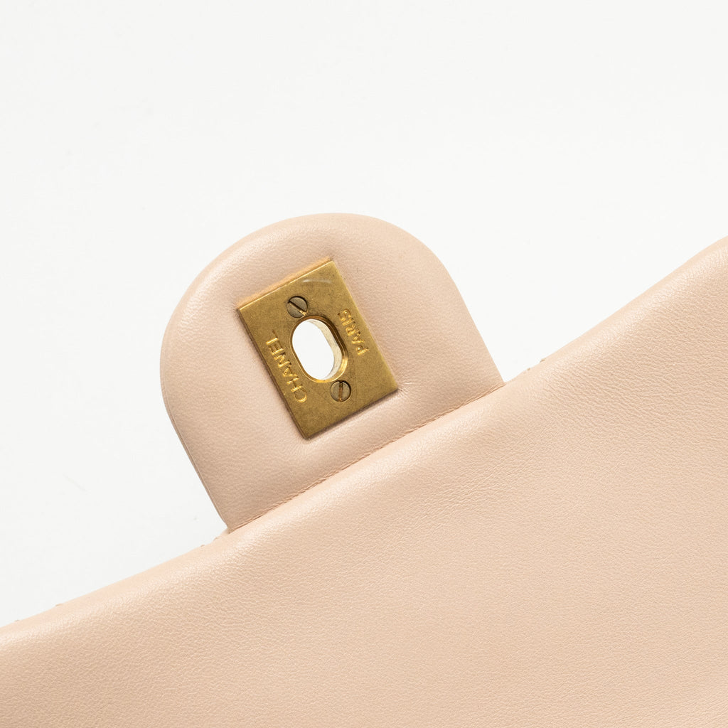Chanel Pearl Crush Mini Square Flap Bag Lambskin Light Beige  (Microchip)