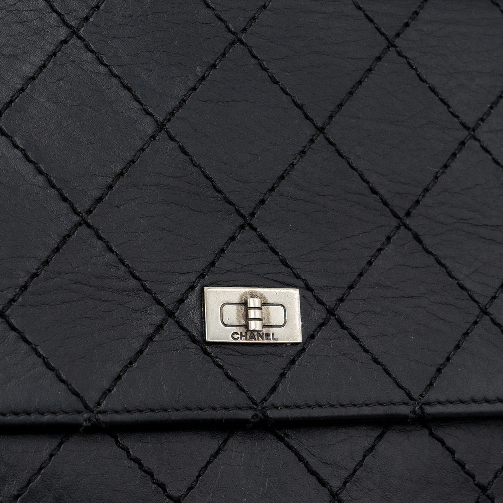 Chanel 2.55 Wallet On Chain Aged Calfskin Black Ruthenium