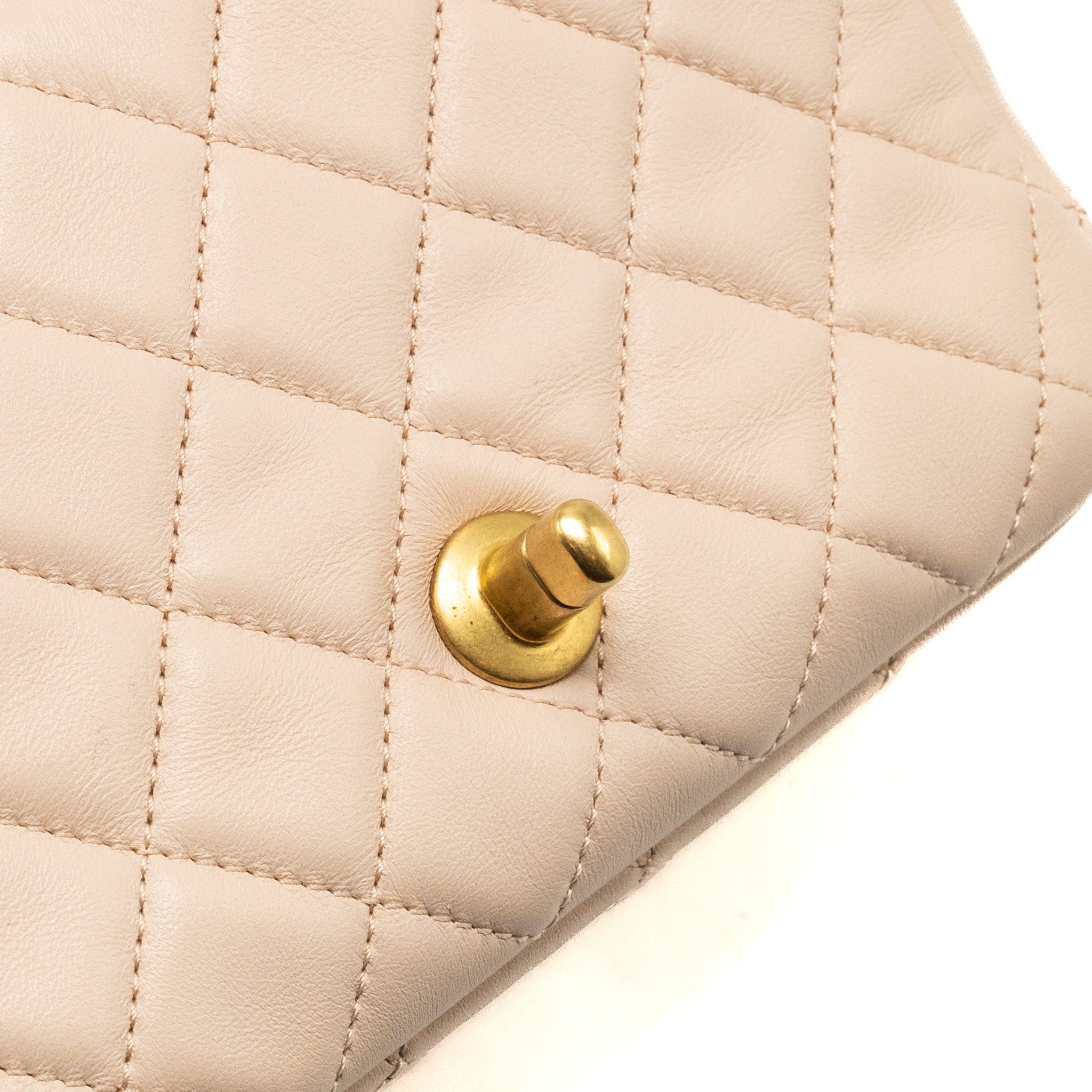 Chanel Pearl Crush Mini Square Flap Bag Lambskin Light Beige  (Microchip)