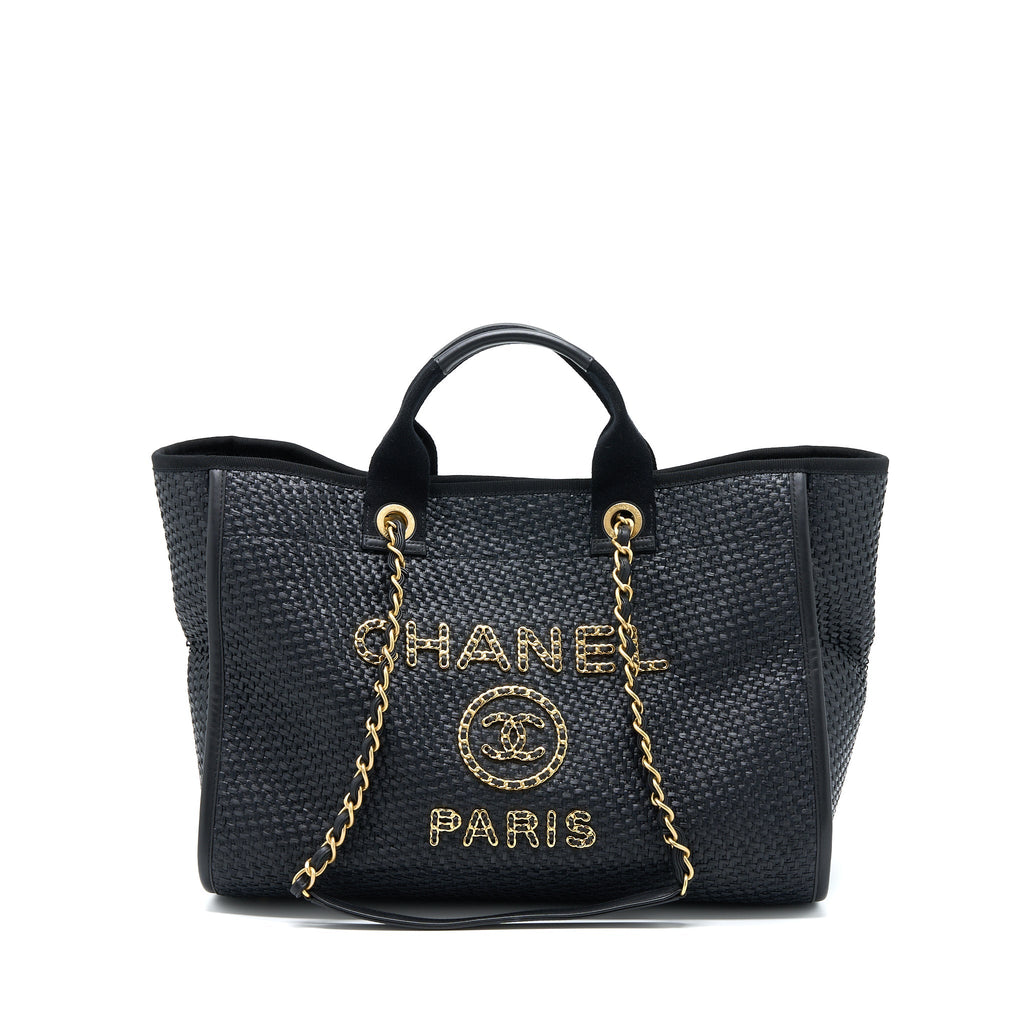 Chanel Black Raffia Deauville Tote Bag