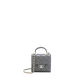 Chanel Mini Top Handle Flap Bag Lambskin Dark Grey L
