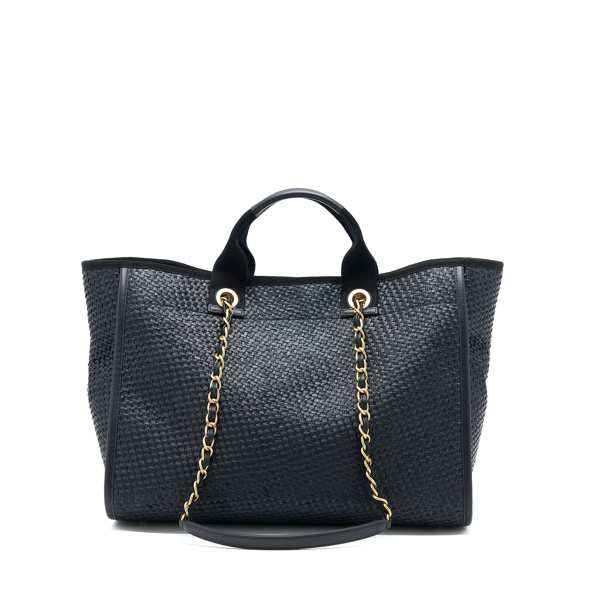 Chanel Black Raffia Deauville Tote Bag