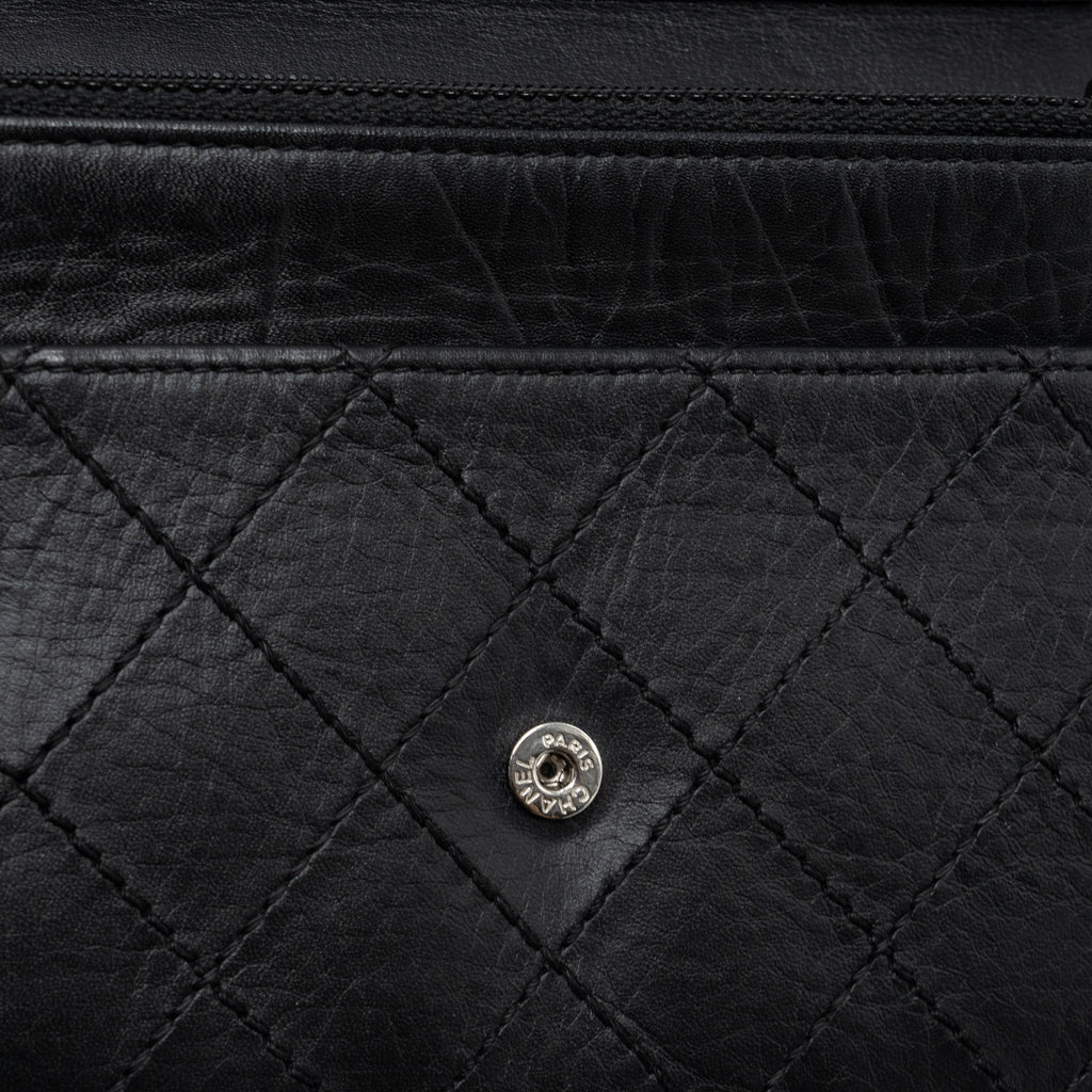 Chanel 2.55 Wallet On Chain Aged Calfskin Black Ruthenium