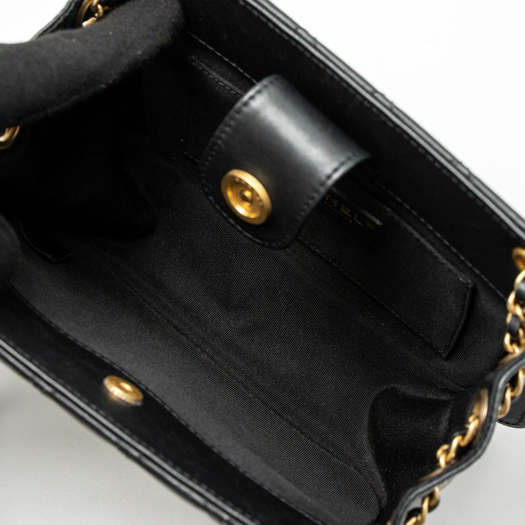 Chanel Giant CC Logo Mini Tote Bag Lambskin Black
