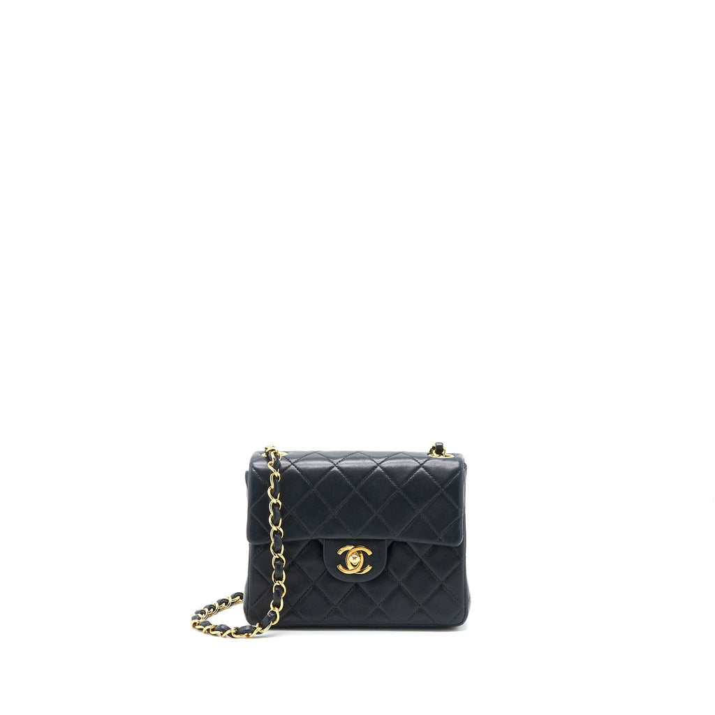 Chanel Vintage Square Flap Bag Lambskin Black