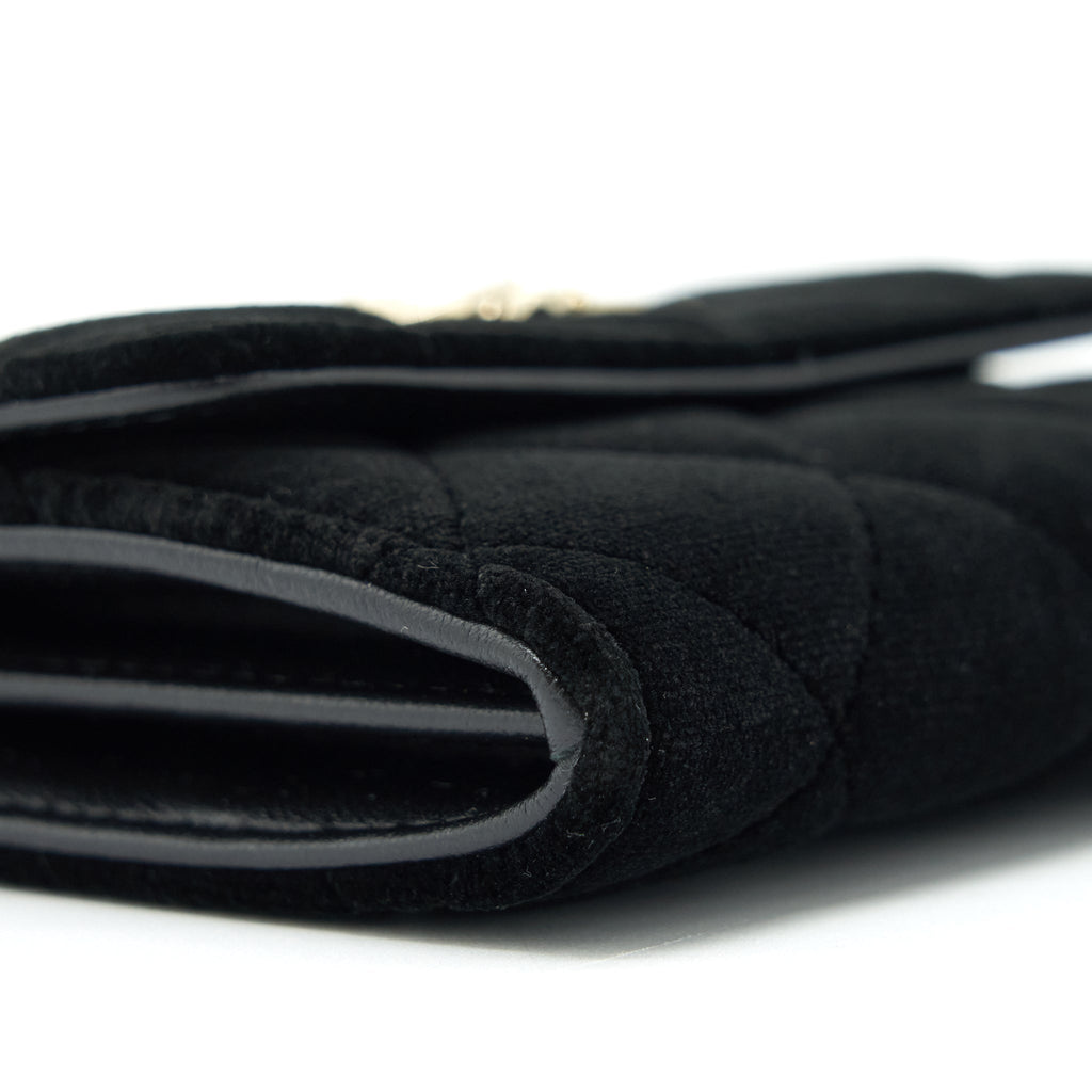 Chanel Velvet CC Logo Small Flap Wallet Black L