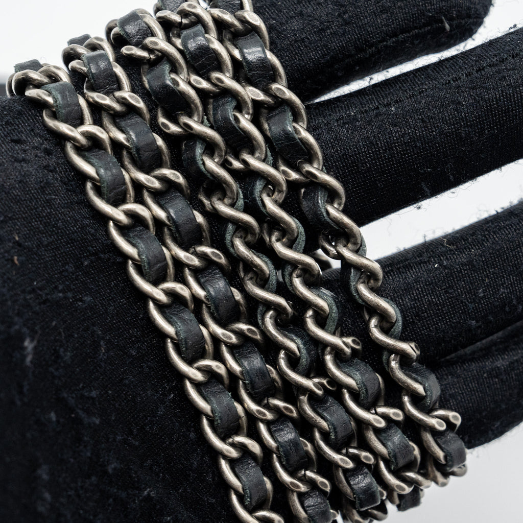 Chanel 2.55 Wallet On Chain Aged Calfskin Black Ruthenium