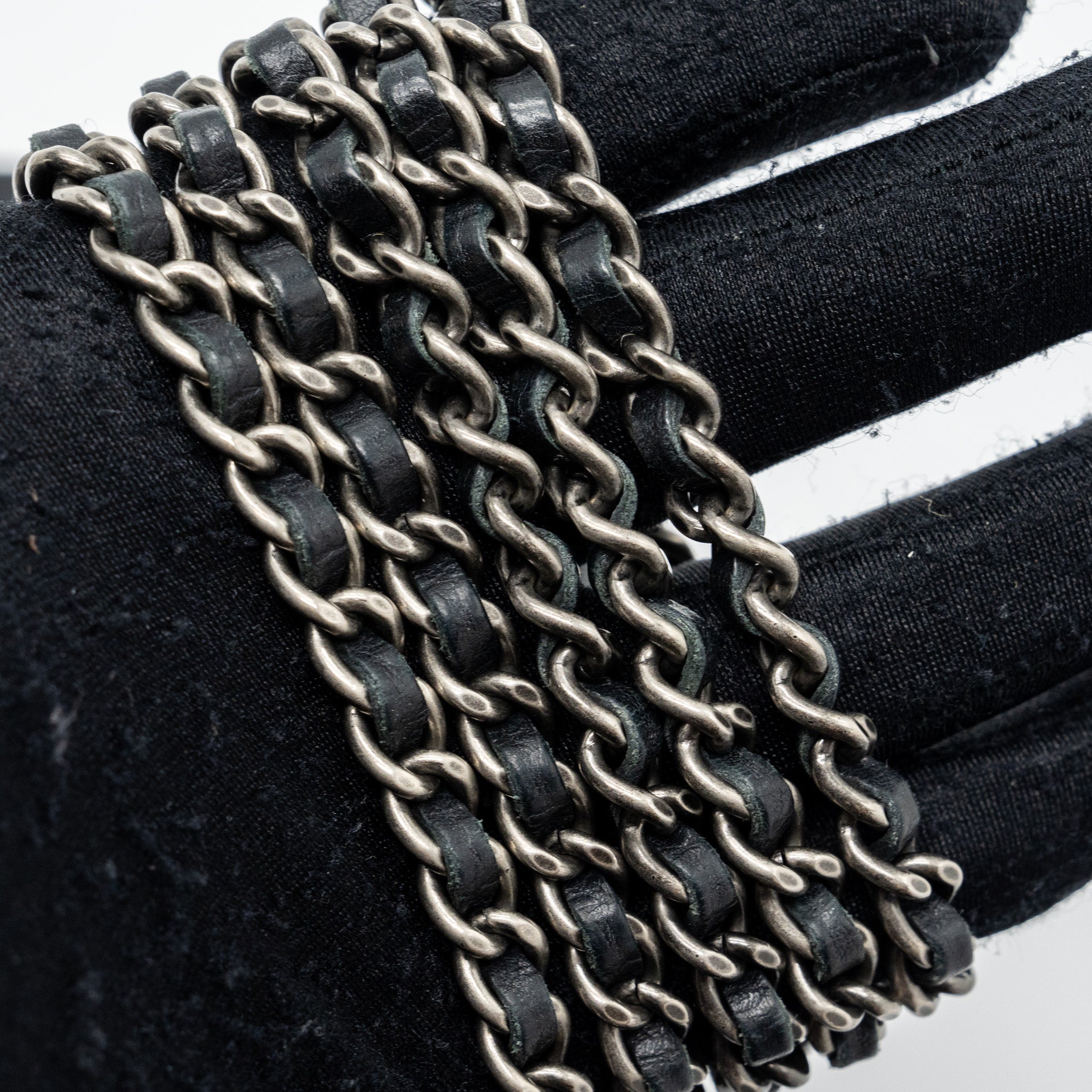 Chanel 2.55 Wallet On Chain Aged Calfskin Black Ruthenium