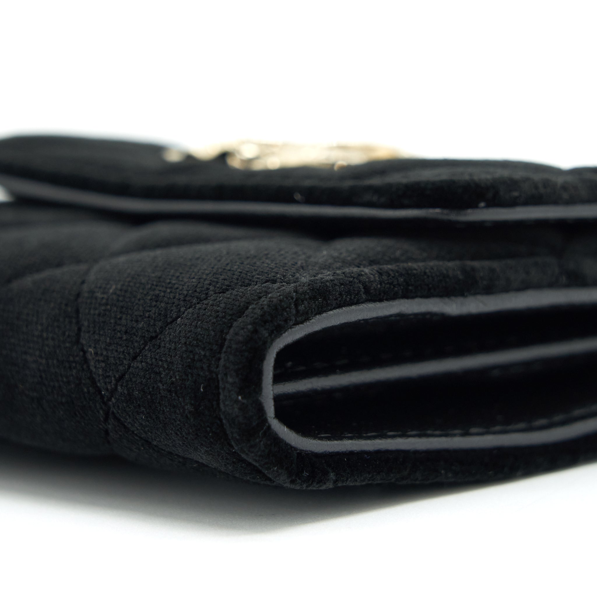 Chanel Velvet CC Logo Small Flap Wallet Black L