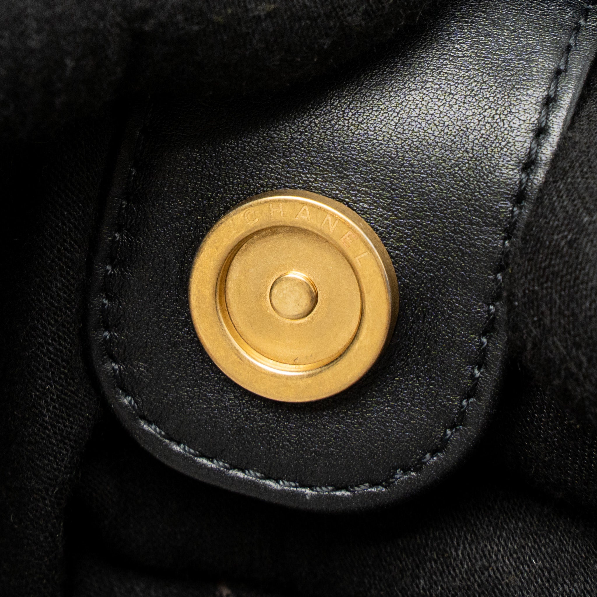 Chanel Giant CC Logo Mini Tote Bag Lambskin Black