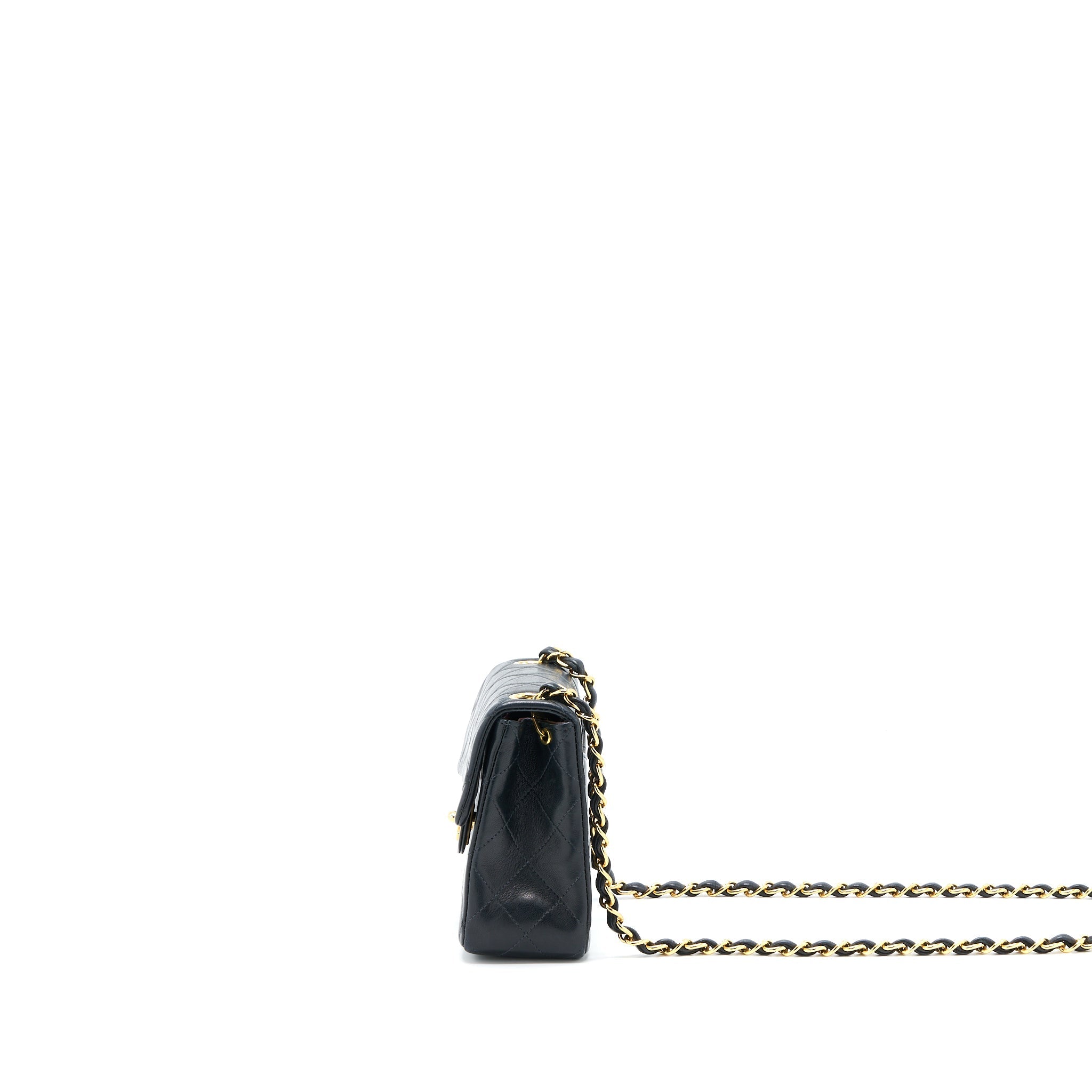 Chanel Vintage Square Flap Bag Lambskin Black