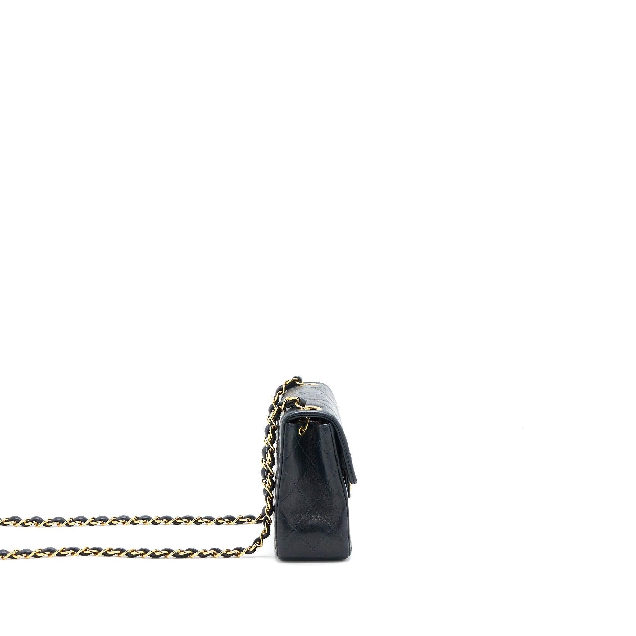 Chanel Vintage Square Flap Bag Lambskin Black