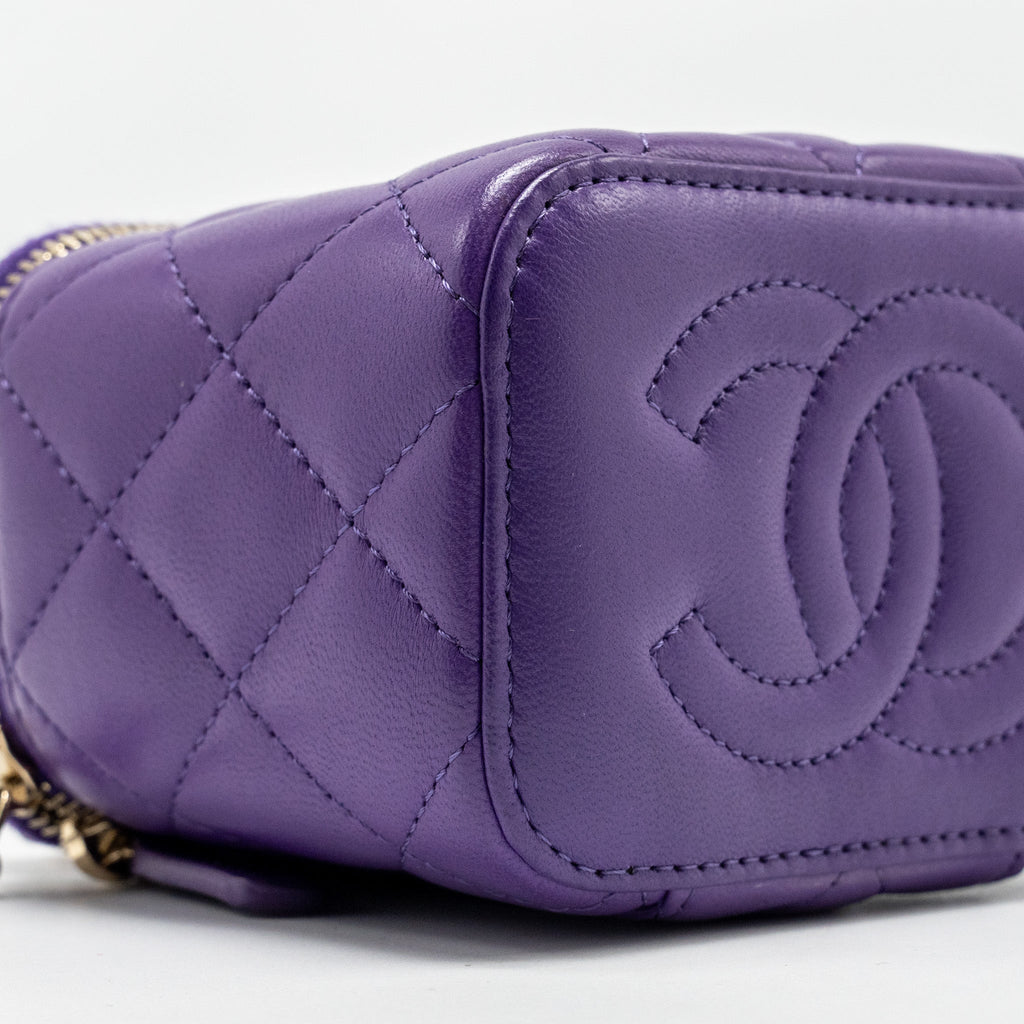 Chanel 22A Mini Vanity Case Lambskin Purple L (Microchip)
