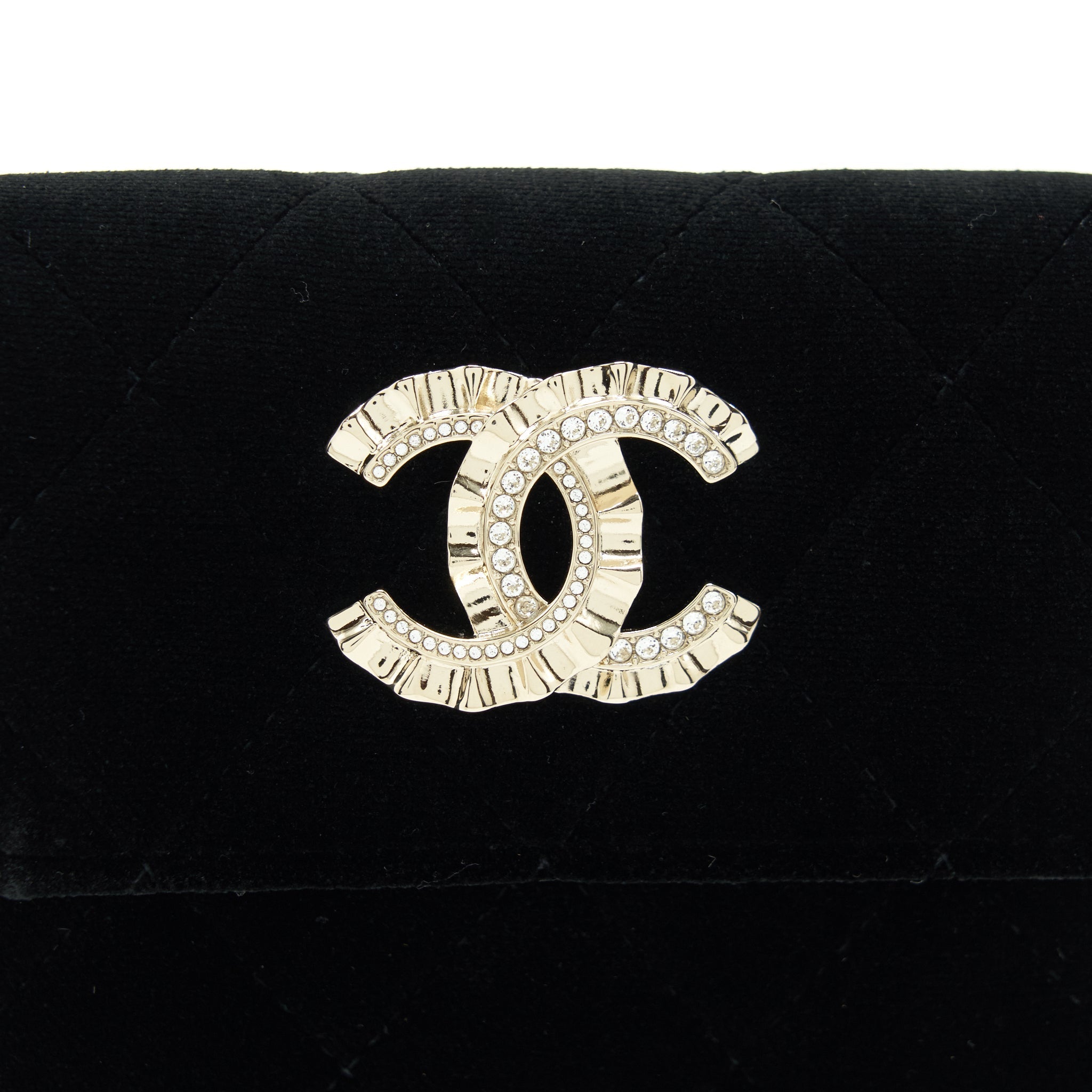 Chanel Velvet CC Logo Small Flap Wallet Black L