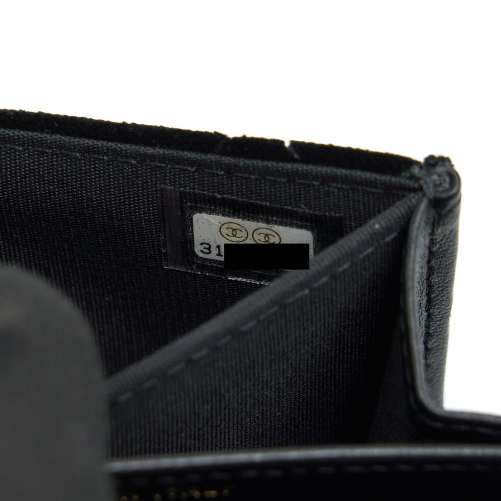 Chanel Velvet CC Logo Small Flap Wallet Black L