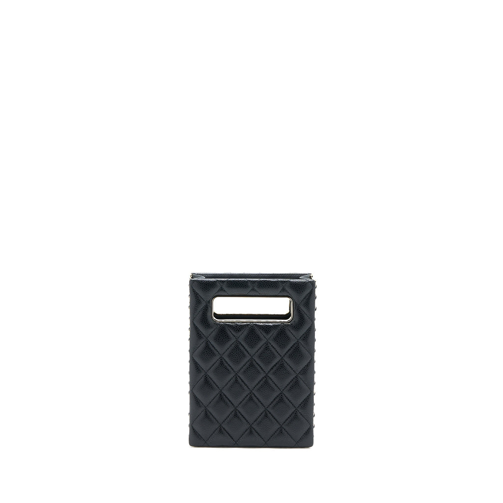 Chanel Vertical Evening Chain Bag Caviar Black L (Microchip)