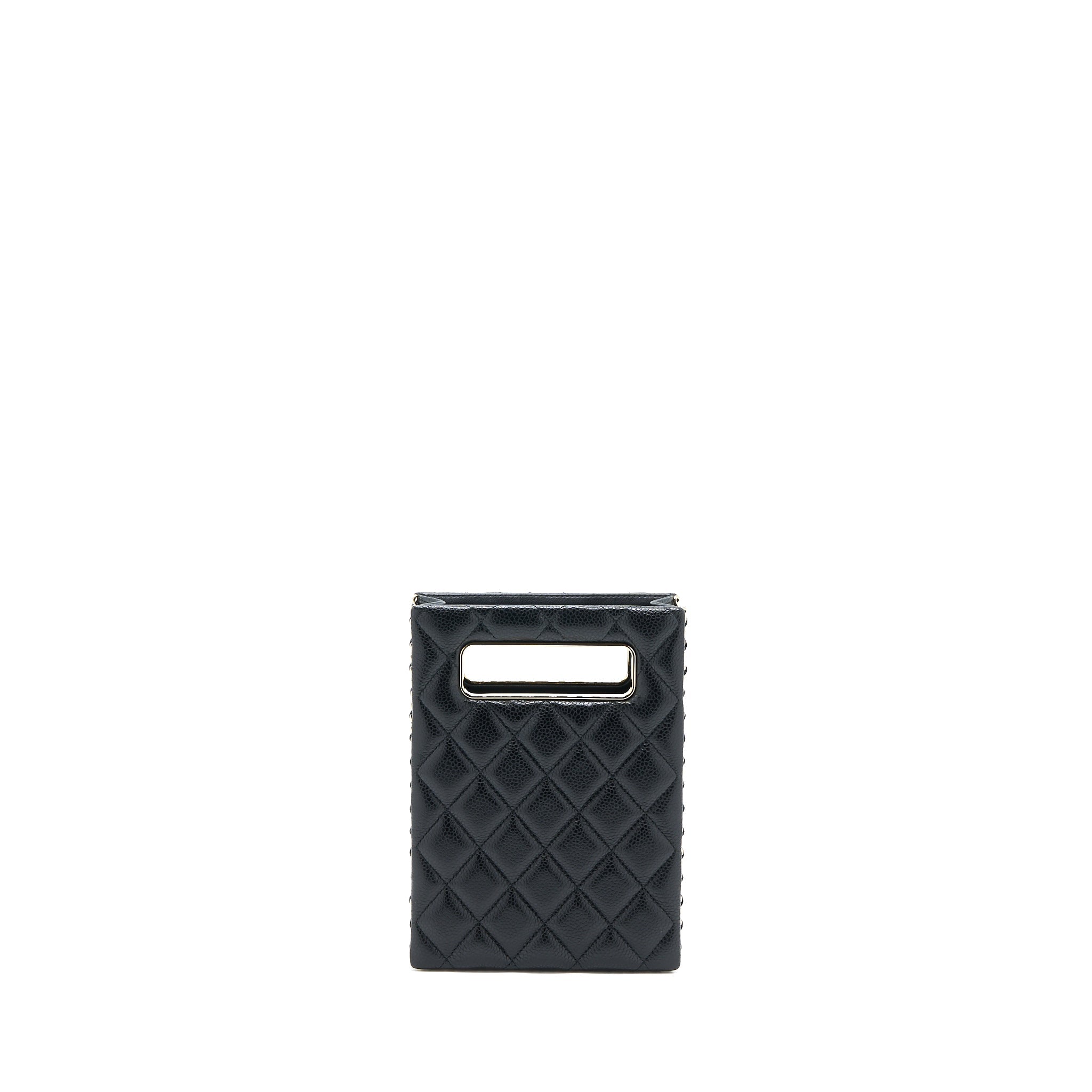 Chanel Vertical Evening Chain Bag Caviar Black L (Microchip)