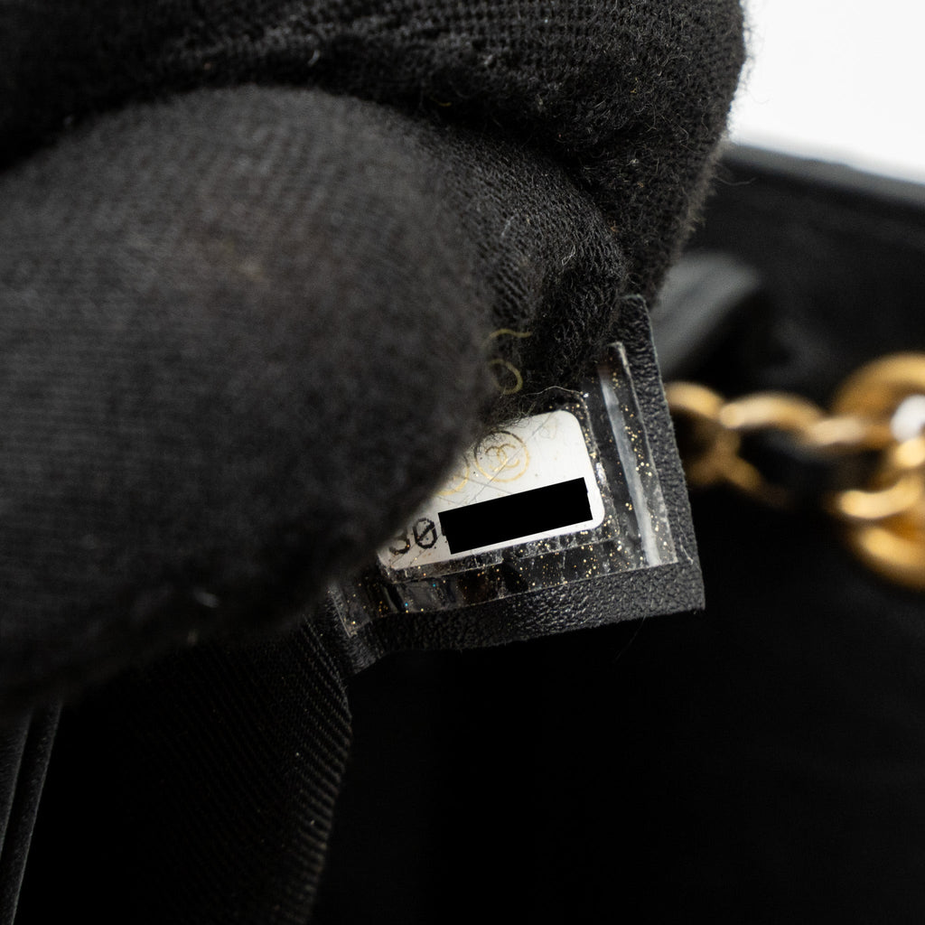 Chanel Giant CC Logo Mini Tote Bag Lambskin Black