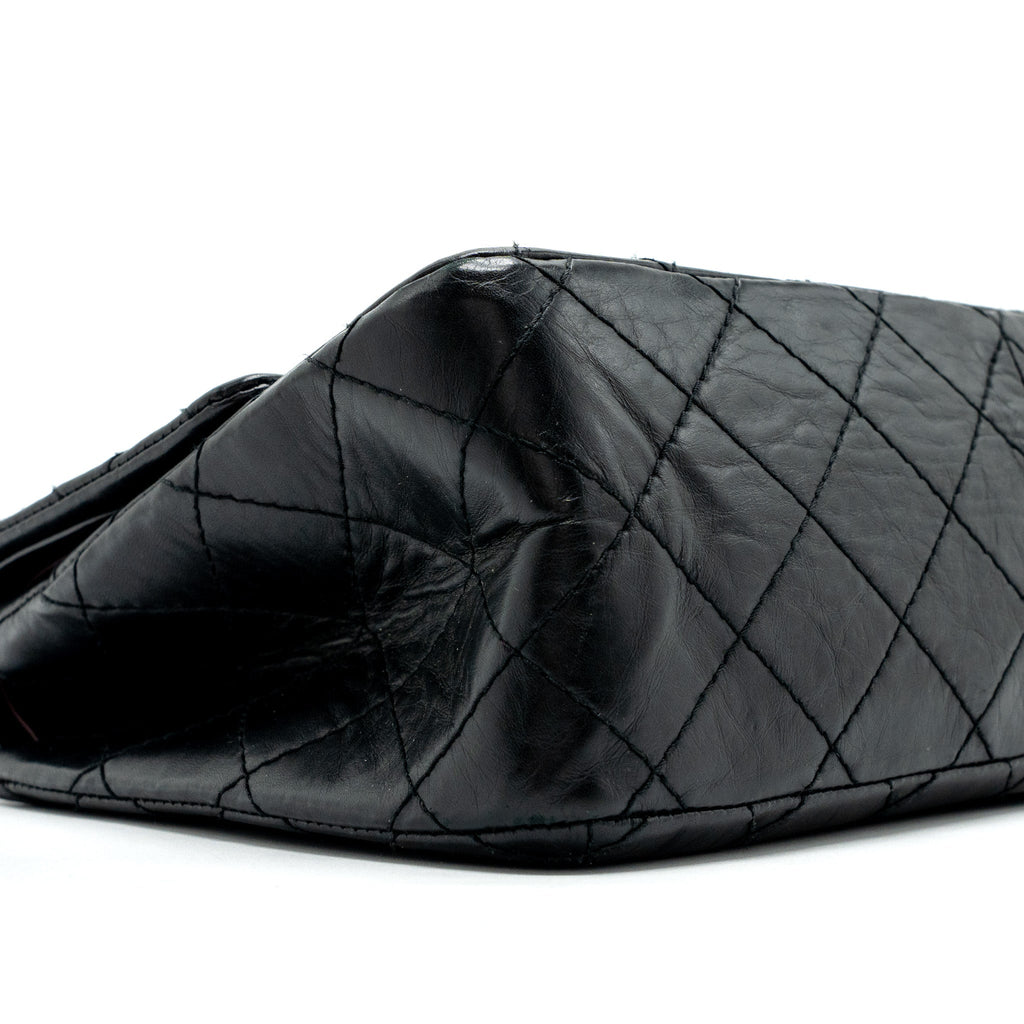Chanel large 2.55 reissue flap bag aged calfskin black L