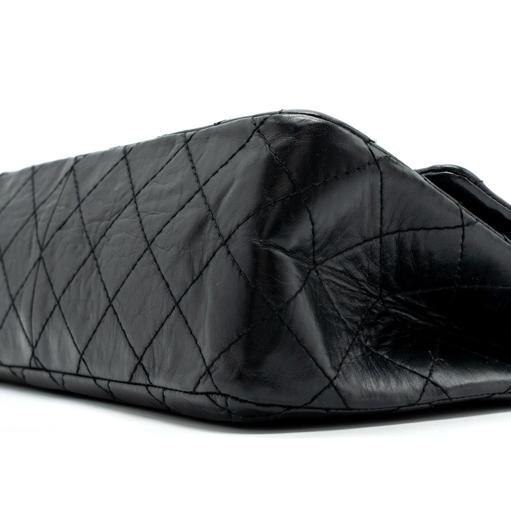 Chanel large 2.55 reissue flap bag aged calfskin black L