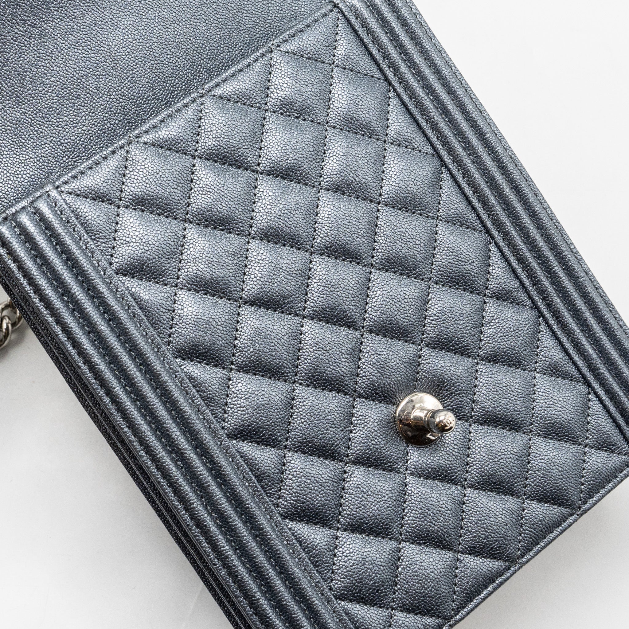 Chanel North South Boy Bag caviar metallic grey