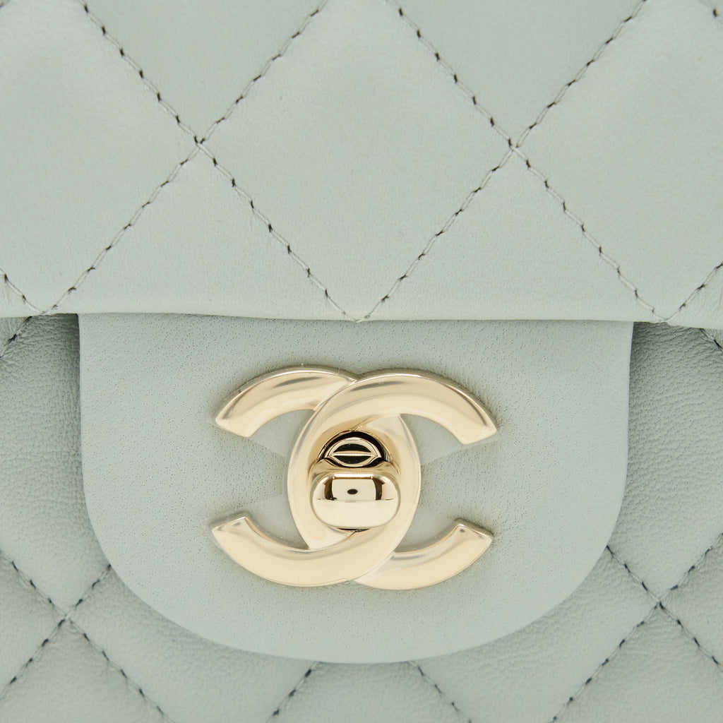 Chanel 23C Mini Rectangular Flap Bag Lambskin Light Grey L (Microchip)