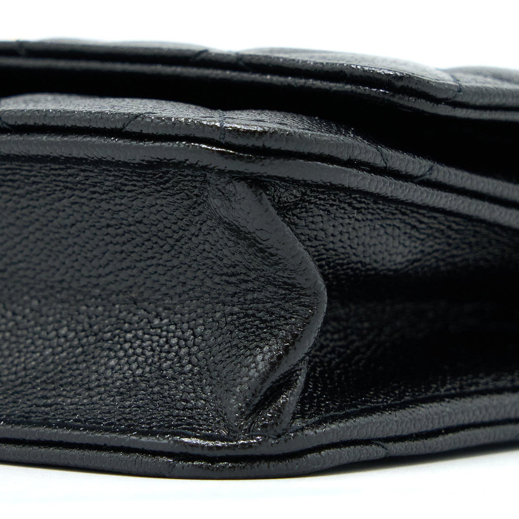 Chanel 22B Detail CC Logo Wallet On Chain Caviar Black L (Microchip)