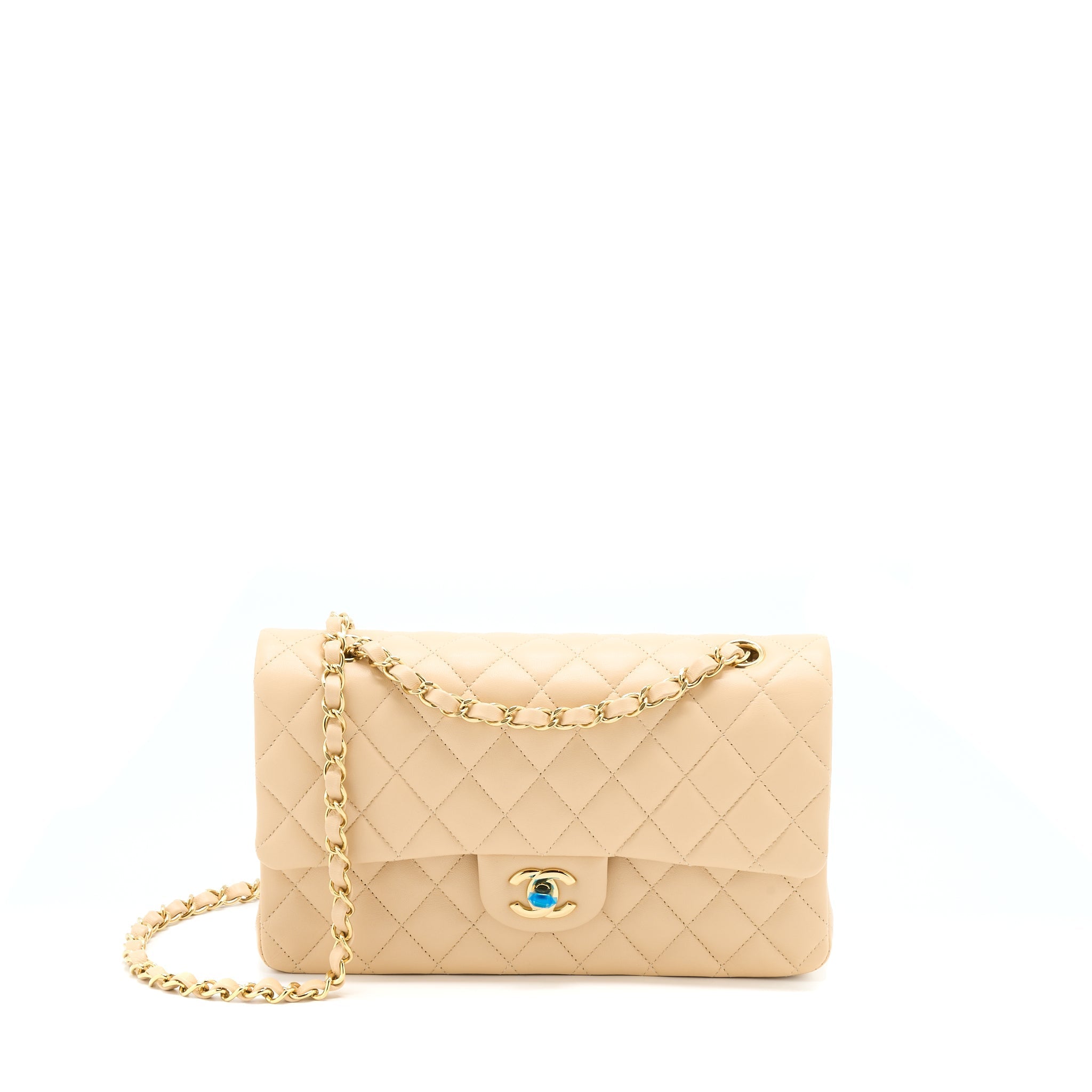 Chanel Medium Classic Flap Bag Lambskin Beige L (Microchip)