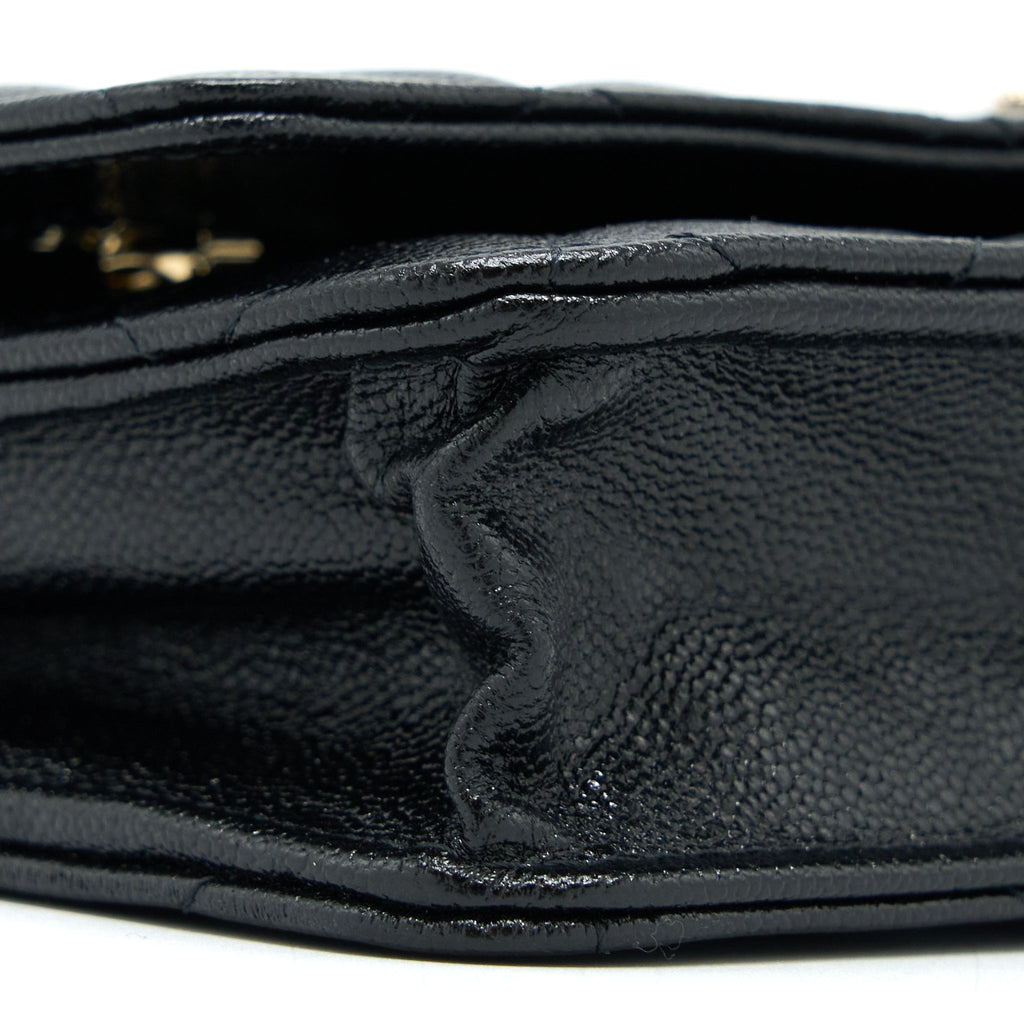 Chanel 22B Detail CC Logo Wallet On Chain Caviar Black L (Microchip)