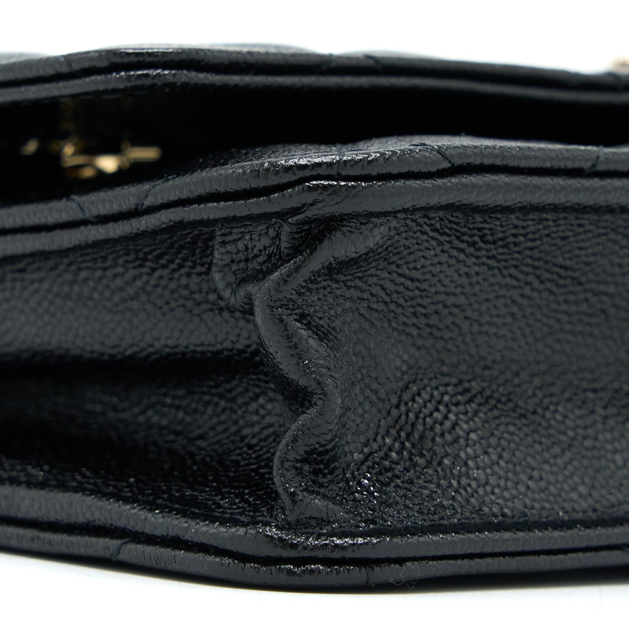 Chanel 22B Detail CC Logo Wallet On Chain Caviar Black L (Microchip)