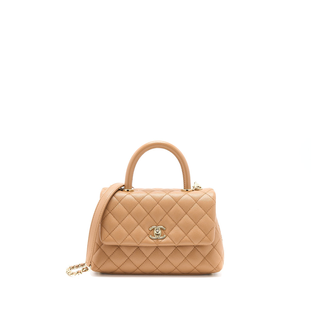Chanel Small Coco Handle Caviar Brown
