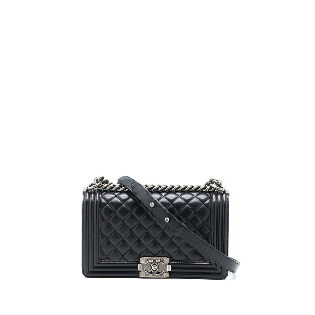 Chanel Medium Boy Bag Lambskin Black Ruthenium
