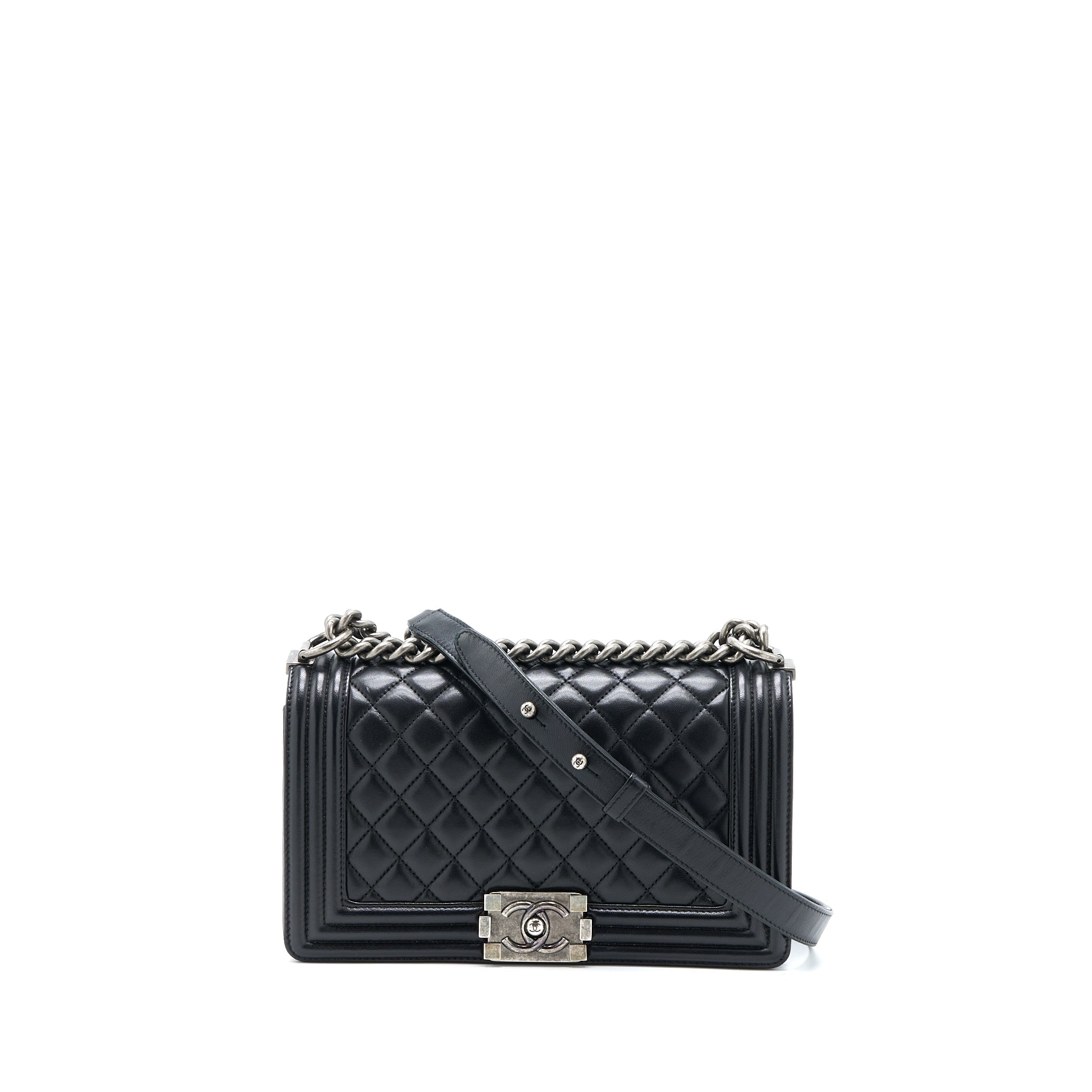 Chanel Medium Boy Bag Lambskin Black Ruthenium
