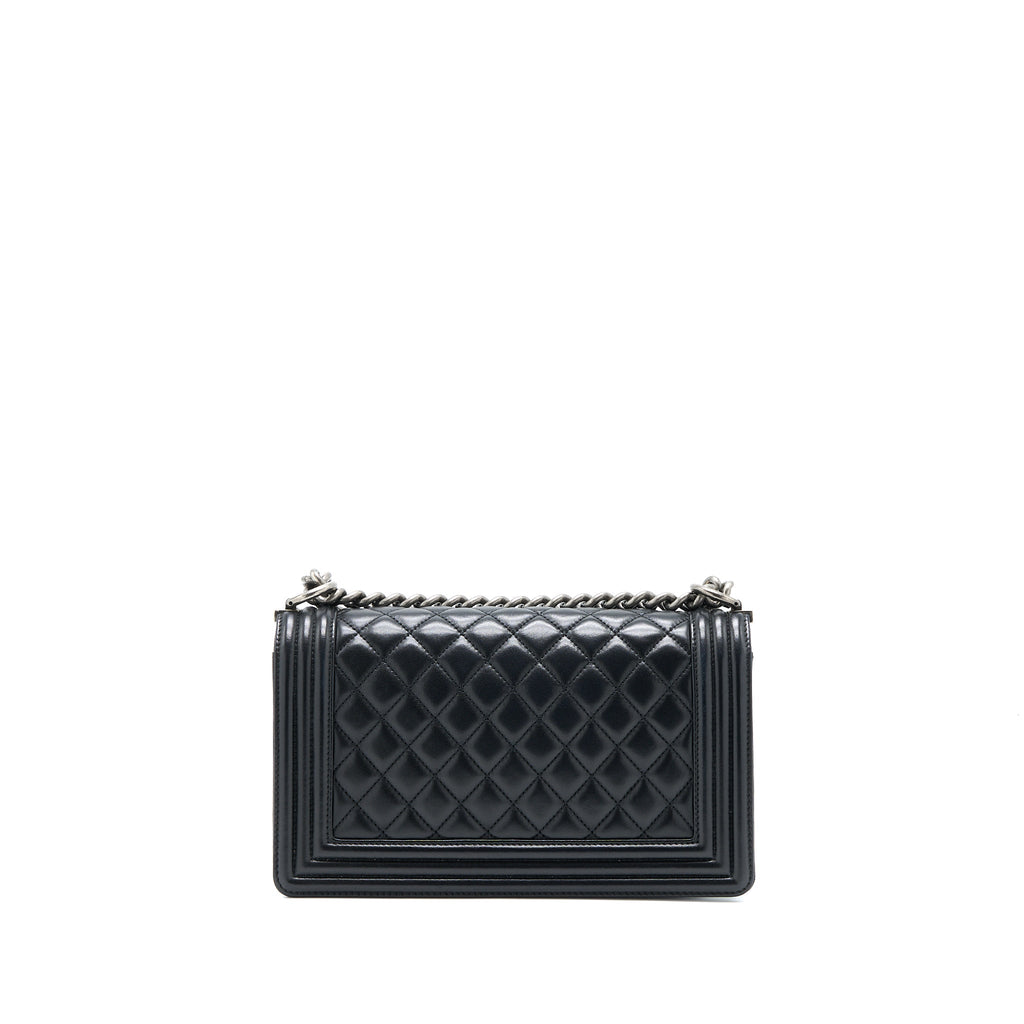 Chanel Medium Boy Bag Lambskin Black Ruthenium