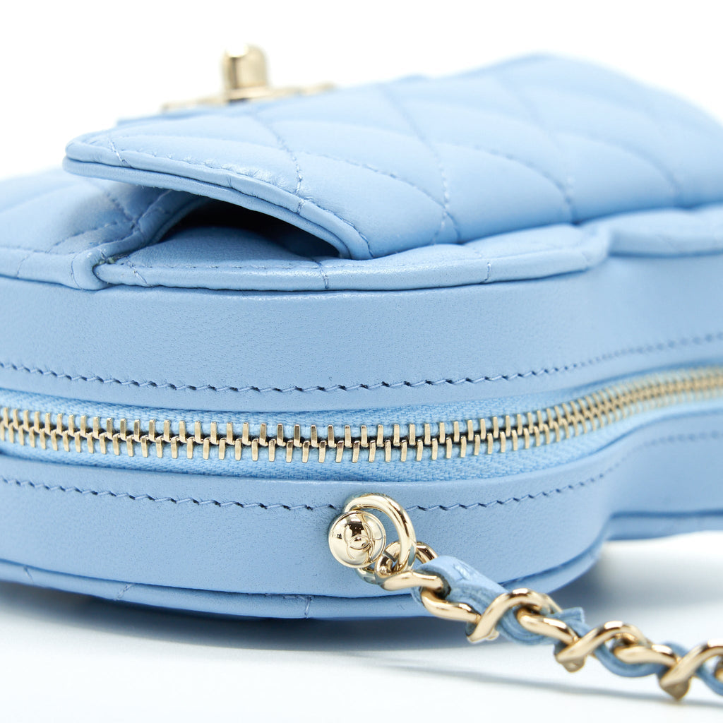 Chanel 22S Small Heart Bag Lambskin Light Blue L