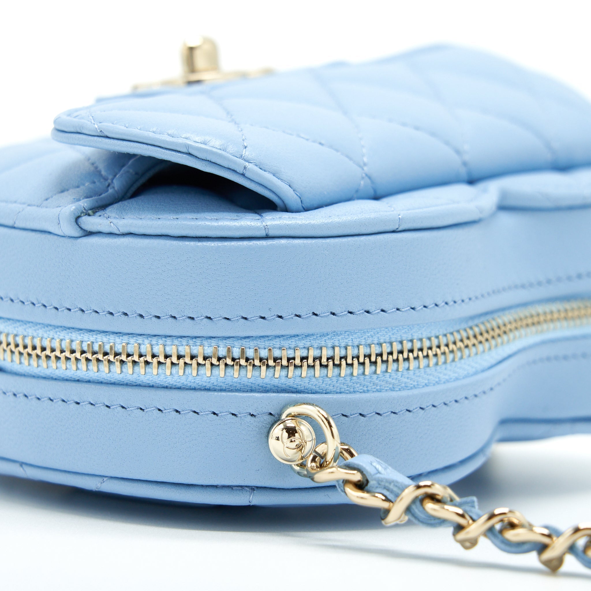 Chanel 22S Small Heart Bag Lambskin Light Blue L