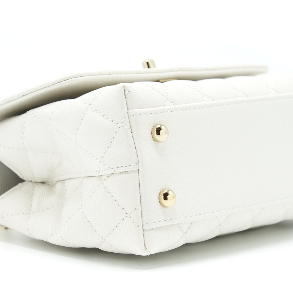 Chanel Small Coco Handle Caviar White L