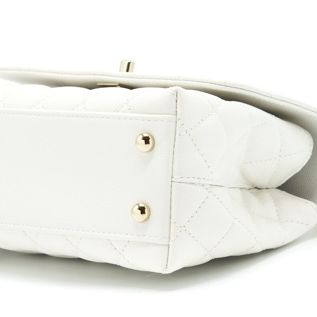 Chanel Small Coco Handle Caviar White L