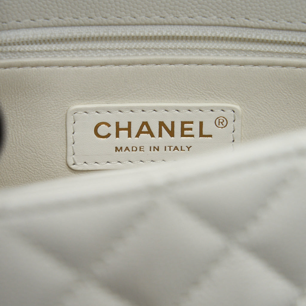 Chanel Small Coco Handle Caviar White L