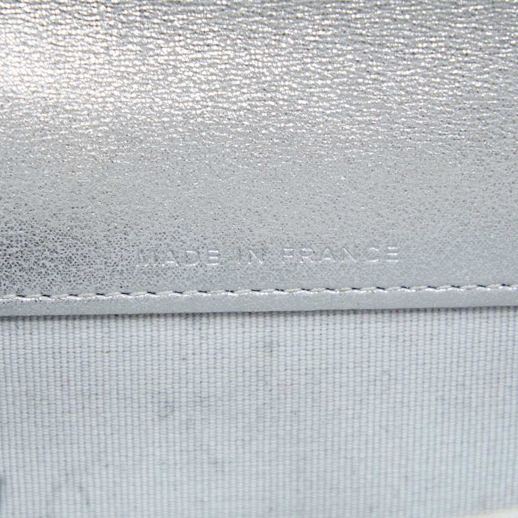 Chanel Quilted Classic Flap Card Holder Lambskin Silver