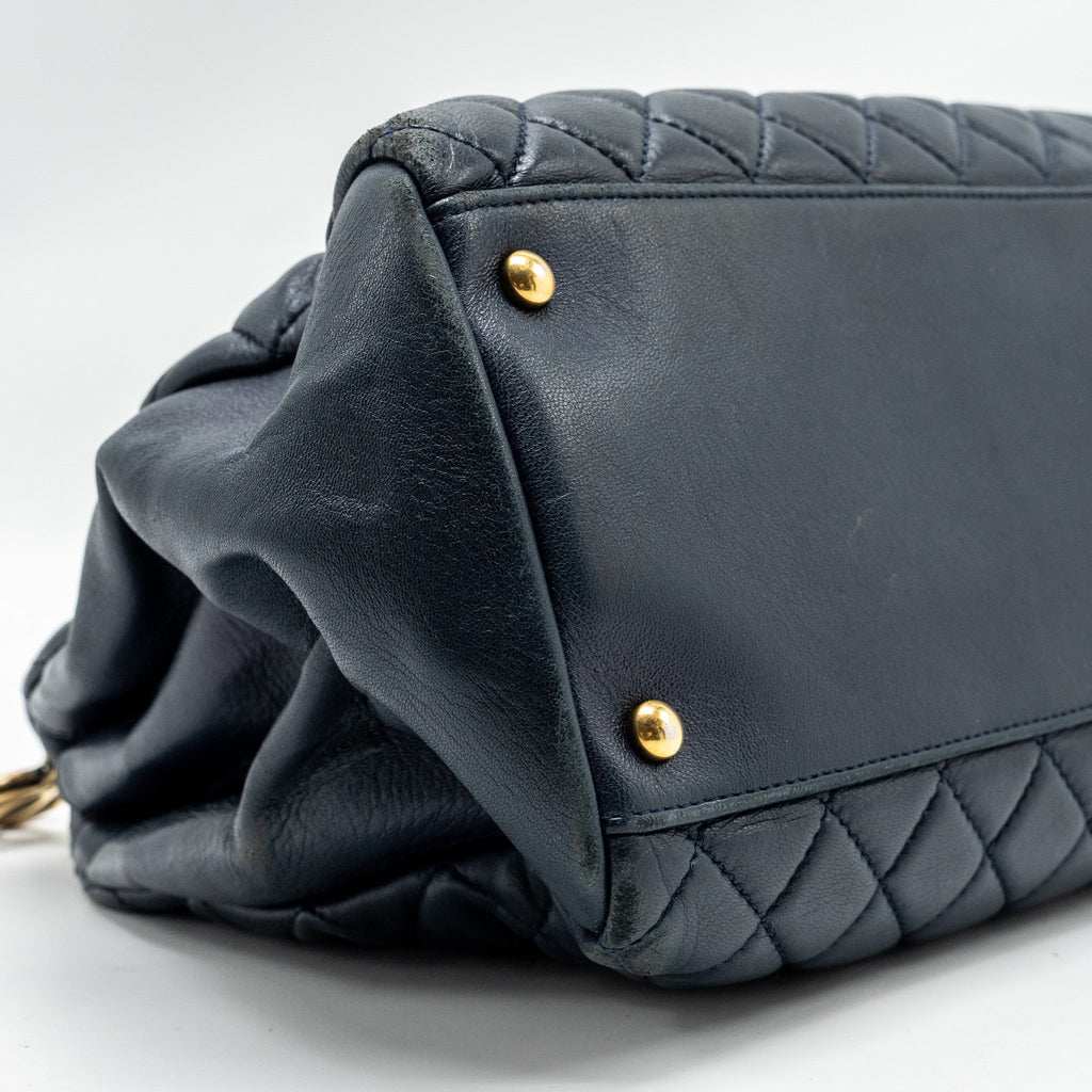 Chanel Just Mademoiselle Bowling Bag Lambskin Dark Blue